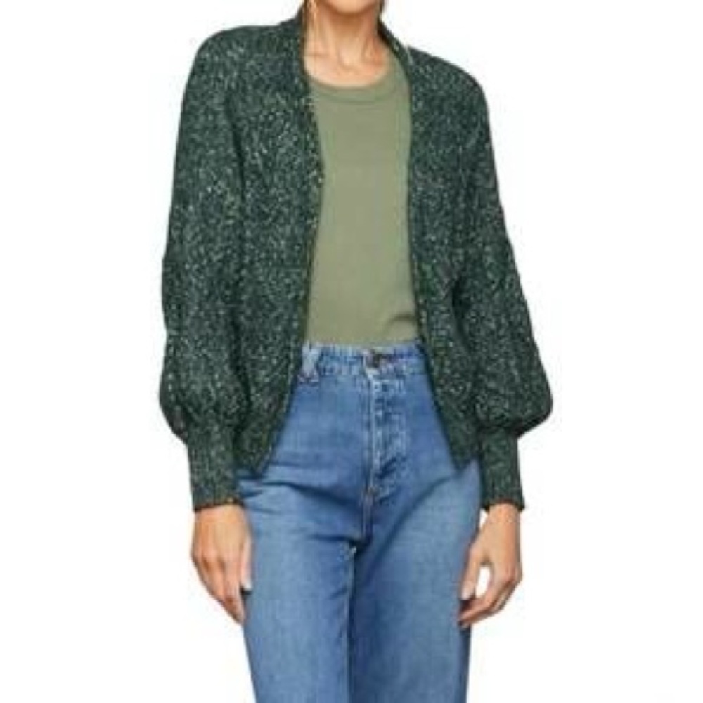 Sundays Cardigan Marled Forest Balloon Sleeve Yak